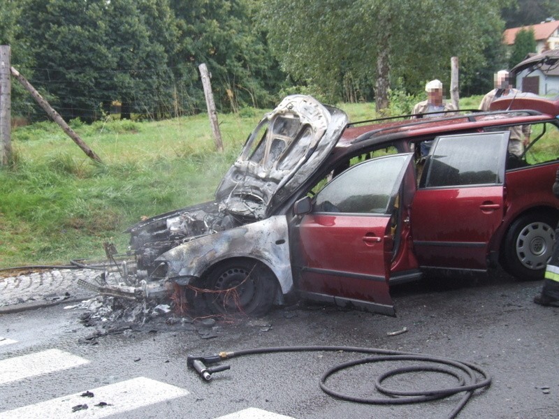 Pożar samochodu w Świeradowie Zdroju, 07.09.2015