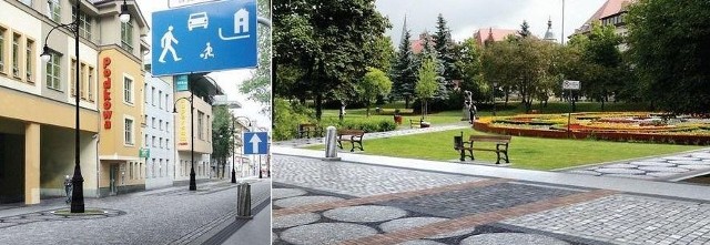 Wizualizacja przebudowy ulicy Starzyńskiego. Wizualizacja skweru im. Pierwszych Słupszczan.
