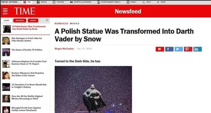 Polski pomnik "Dartha Vadera" podbija światowy internet