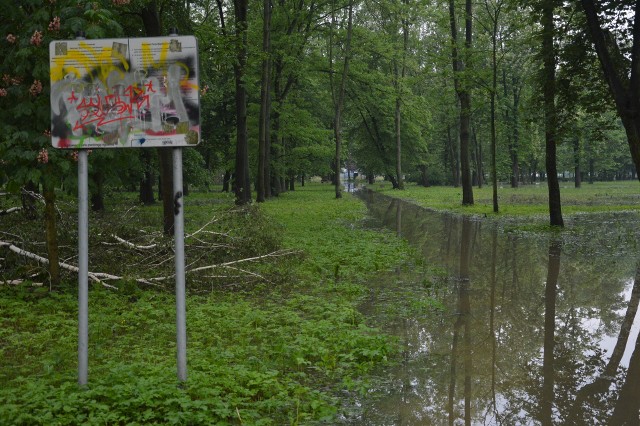 Park w Proszowicach został zalany 23 maja