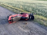 Wypadek motocyklisty w gminie Rusiec. Rannego zabrał śmigłowiec Lotniczego Pogotowia Ratunkowego