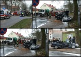 BMW uderzyło w betoniarkę. Strażacy musieli uwalniać 18-letniego kierowcę z rozbitego auta (zdjęcia)