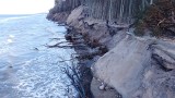 Zniszczony klif w Orzechowie na zdjęciach z drona. Niszczycielska siła Bałtyku dała się we znaki (zdjęcia)