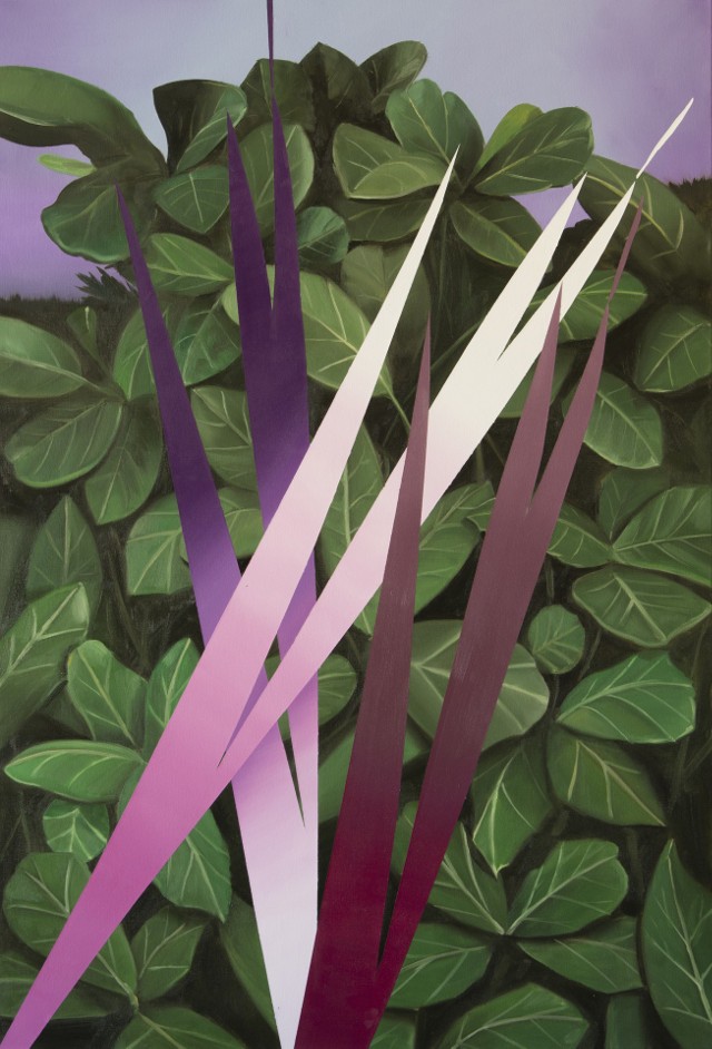 „Jungle” Łukasza Patelczyka. Formy abstrakcyjne na realistycznym obrazie. Widza może zastanawiać, co jest zakryte i jaki cel miał ten kamuflaż?