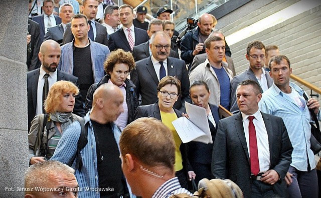 Premier Ewa Kopacz na wrocławskim Dworcu Głównym, 27 lipca 2015