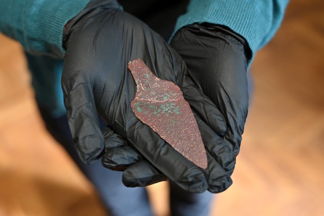 Unikatowy sztylet miedziany sprzed ponad 4 tysięcy lat został znaleziony w lasach na terenie Nadleśnictwa Jarosław koło Korzenicy