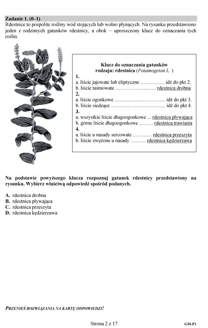 Egzamin gimnazjalny 2018. Część matematyczno-przyrodnicza....