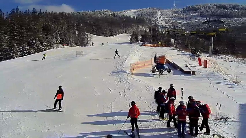 Szczyrk i Wisła pełne narciarzy na stokach. Wyciągi działają, bo dosypało śniegu i świeci słońce