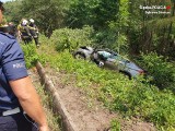Tragiczny wypadek na DW 790 w Łośniu. Zginął kierowca bmw X6 przekoziołkował do rowu i uderzył w drzewo