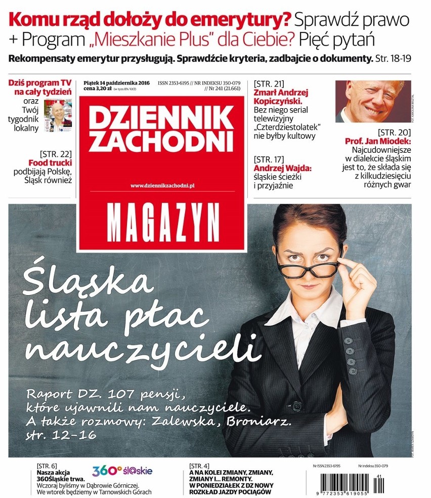 Zobacz alternatywne okładki magazynowego wydania "Dziennika Zachodniego" [14.10.2016]