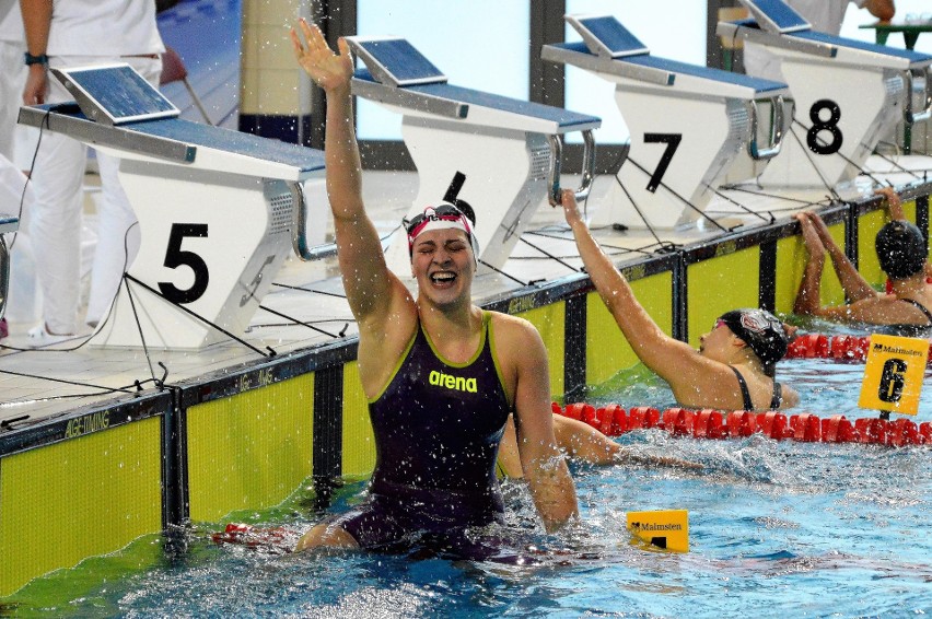 Radość Marty Klimek po zdobyciu mistrzostwa Polski na 100 m...