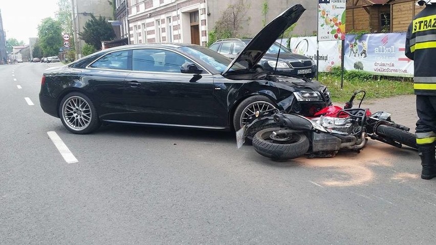 W Katowicach audi najechało na motocyklistę