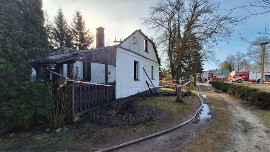 Pożar domu w Rudce