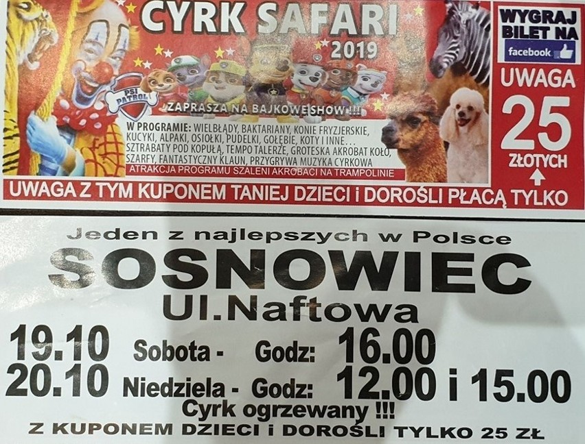 Władze miasta blokują sobotni występ cyrku w Sosnowcu