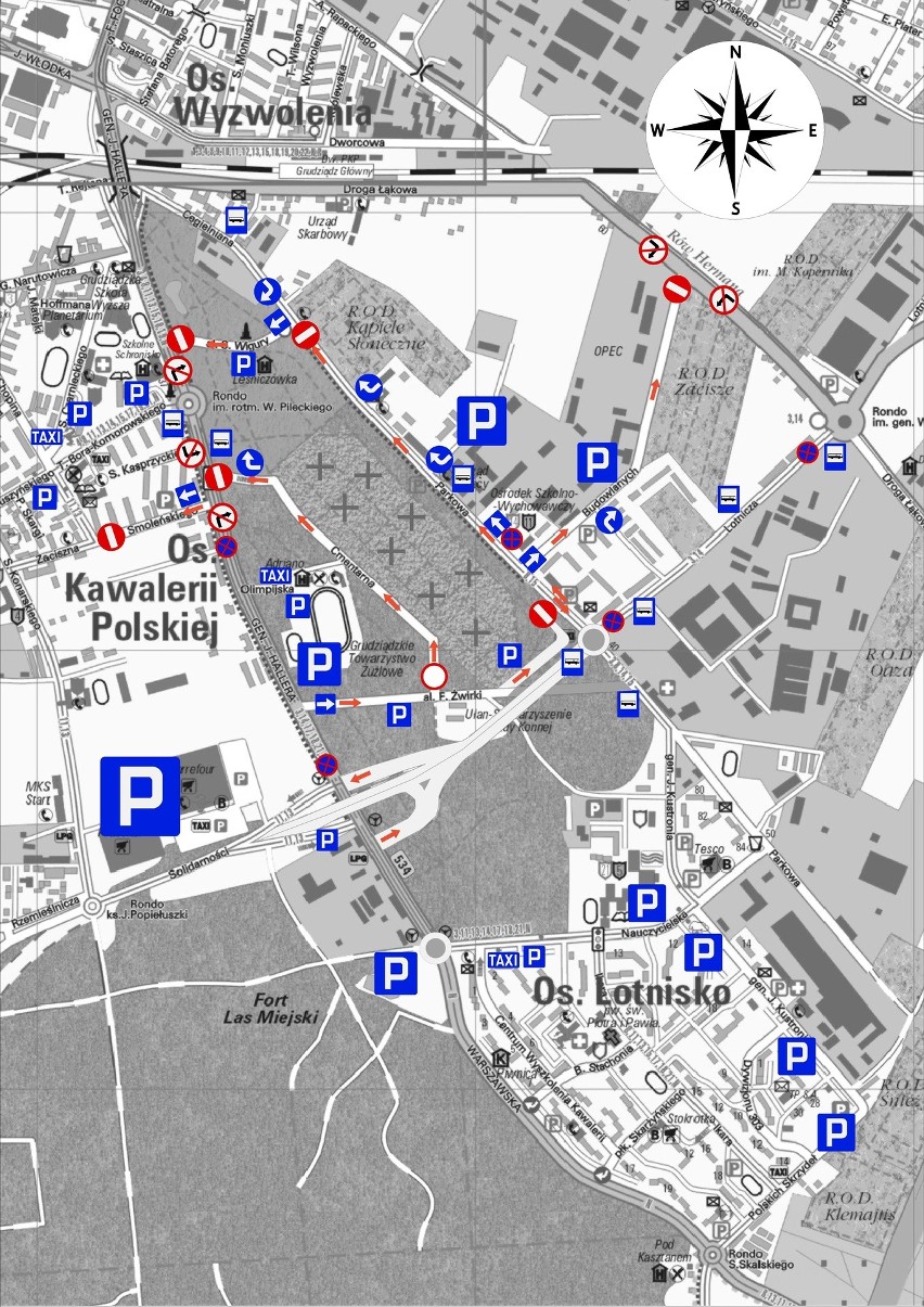 Dla pojazdów wyznaczono dodatkowe parkingi zlokalizowane...