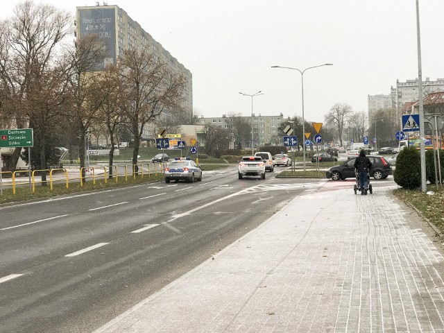 Pierwsze opady śniegu w Słupsku.