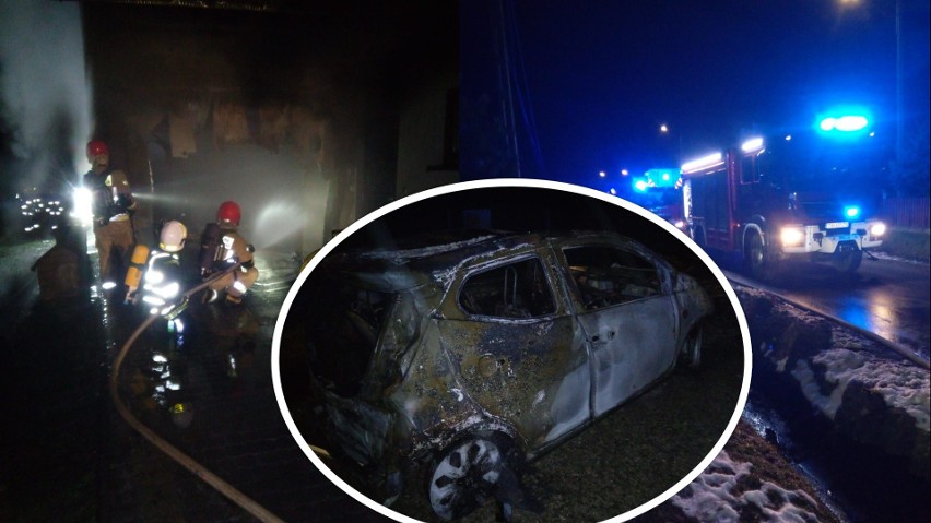W pożarze w Krajnie spłonął samochód, garaż i kotłownia.