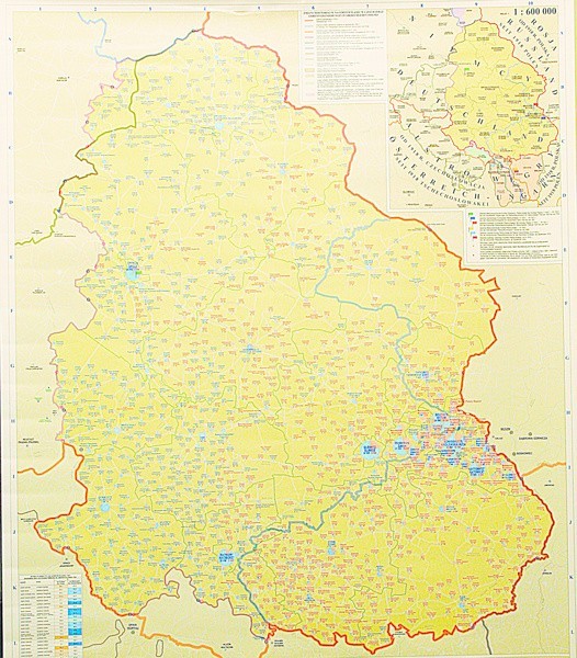 Miejscowości, których mieszkańcy optowali za Niemcami zaznaczono na niebiesko. Te, gdzie plebiscyt wygrała Polska, na czerwono.