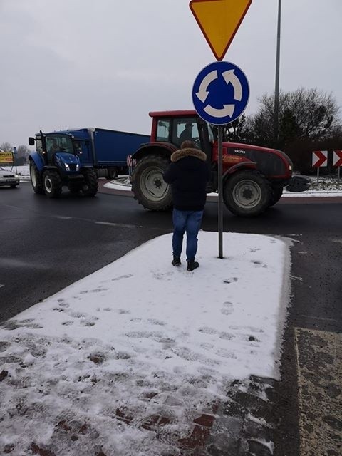 Protest rolników 28 stycznia 2019 r. na rondzie w Lipnicy