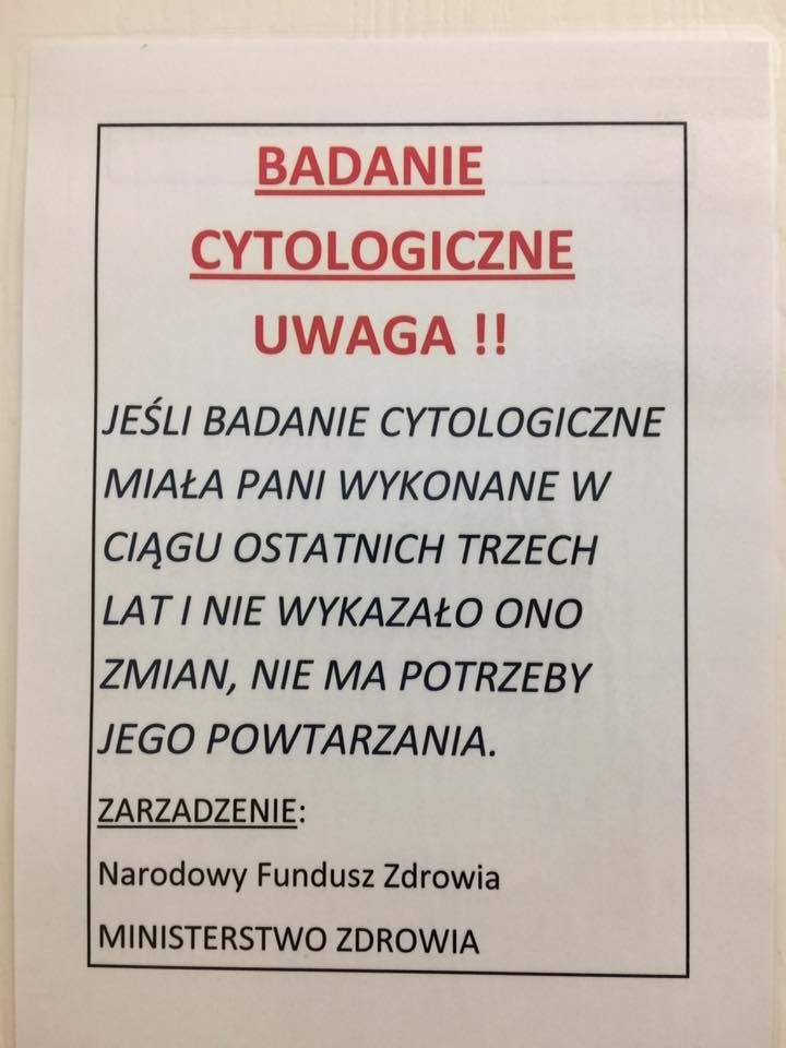 Ta kartka jeszcze dziś rano wisiała w przychodni...