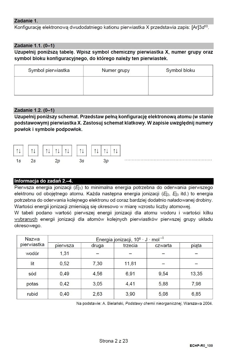 MATURA PRÓBNA Z CHEMII Z CKE - ODPOWIEDZI, ROZWIĄZANIA;nf