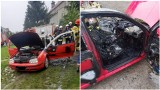 Pożar samochodu pod Tarnowem. W Biskupicach Radłowskich auto spłonęło niemal doszczętnie
