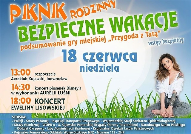 Gwiazdą pikniku "Bezpieczne wakacje" będzie Ewelina Lisowska. Impreza odbędzie się 18 czerwca na Lotnisku Aeroklubu Kujawskiego w Inowrocławiu