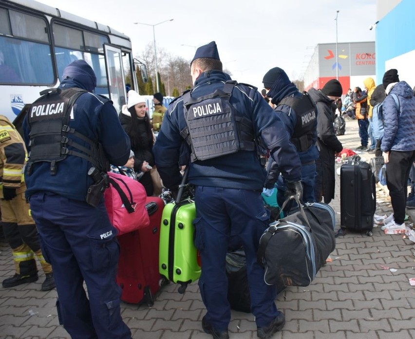 Podkarpaccy policjanci pomagają uchodźcom z Ukrainy w Hali Kijowskiej w Młynach [ZDJĘCIA]