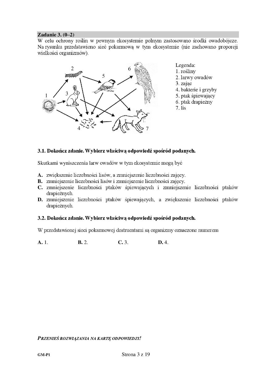 Egzamin gimnazjalny 2017. Biologia [PYTANIA, ARKUSZE CKE, ODPOWIEDZI]