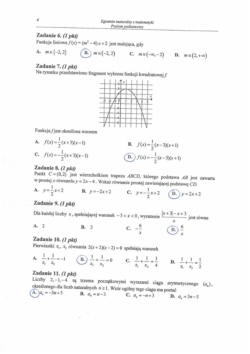 Matura 2014 - matematyka odpowiedzi