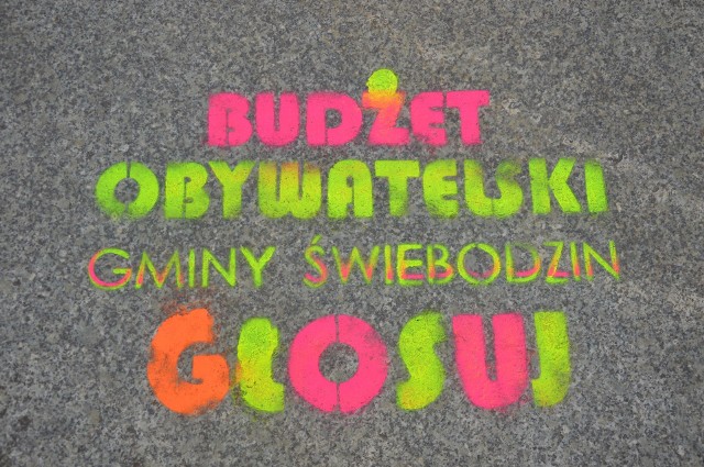 Takie napisy pojawiły się na chodnikach w Świebodzinie. W ten sposób zachęcano mieszkańców do głosowania w budżecie obywatelskim