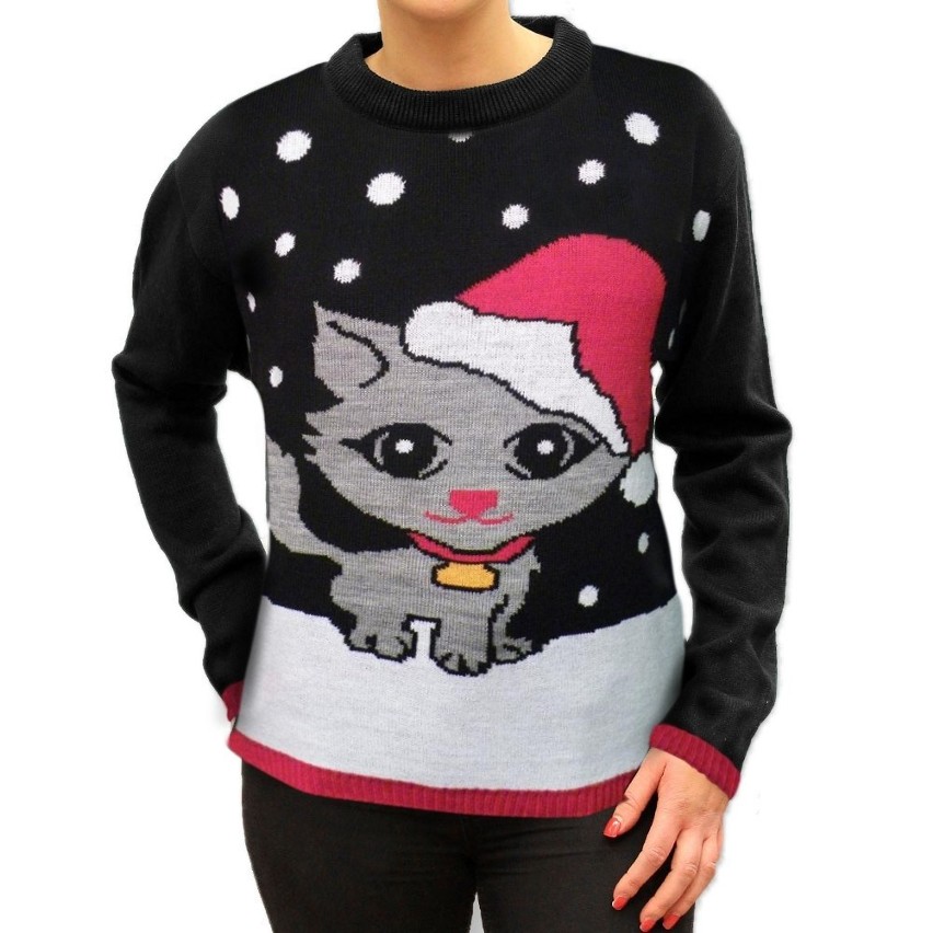 Sweter świąteczny "Kotek", znaleziony na Allegro. Okrutnie...