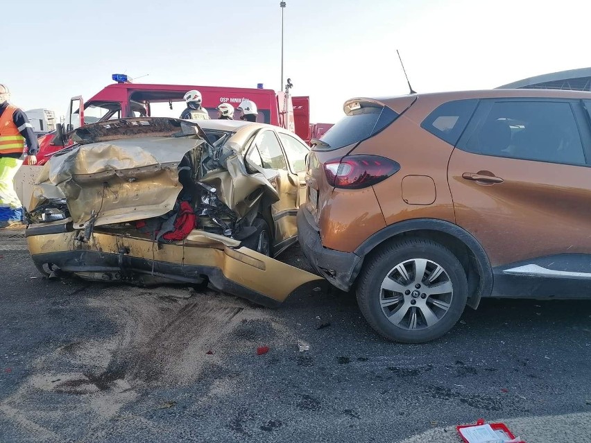 Wypadek na autostradzie A4 przy bramkach w Balicach