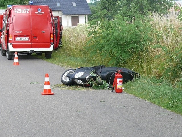 Wypadek koło Czaplinka.