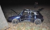Wypadek w Grzegorzowicach. Golf uderzył w drzewo [ZDJĘCIA]