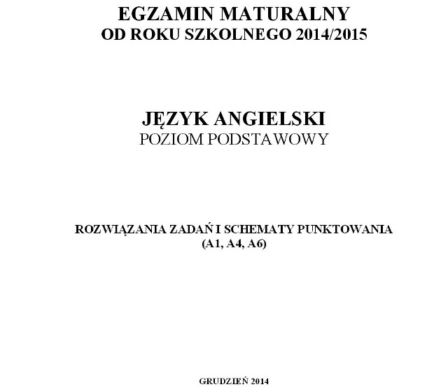 Próbna matura 2014 - język angielski podstawowy - klucz odpowiedzi CKE