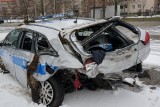 Groźny wypadek w Zabełkowie. Zderzenie radiowozu z samochodem osobowym. Są ranni