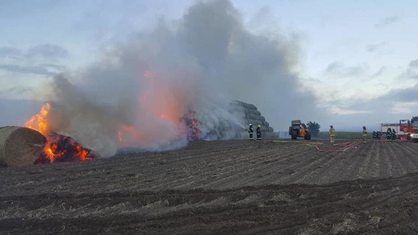 Z pożarem stogu w Komorowie 27 sierpnia 46 strażaków...