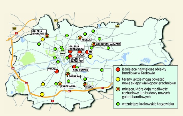 Gdzie już jest i gdzie jeszcze może się pojawić handel wielkopowierzchniowy w Krakowie