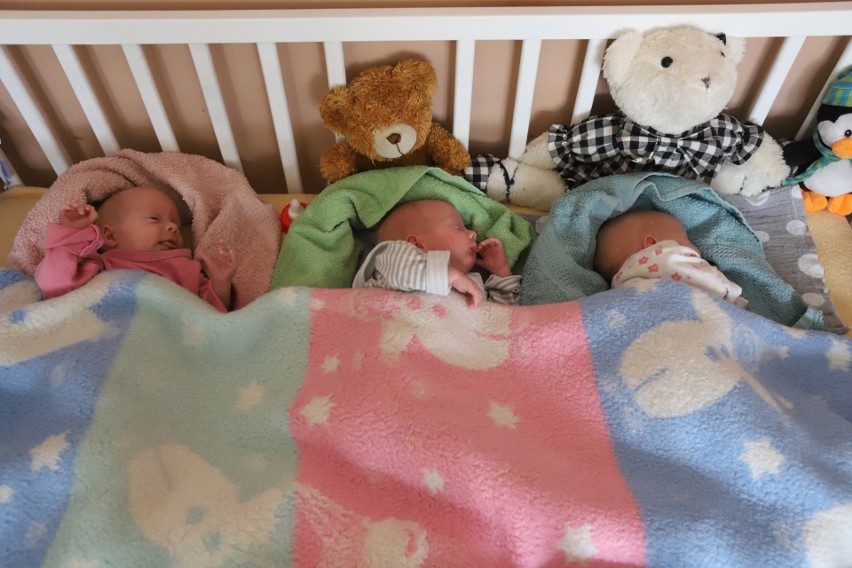 Trojaczki urodziły się w "Matce Polce"! Na świat przyszło dwóch chłopców i dziewczynka W domu czekają dwie siostry. ZDJĘCIA