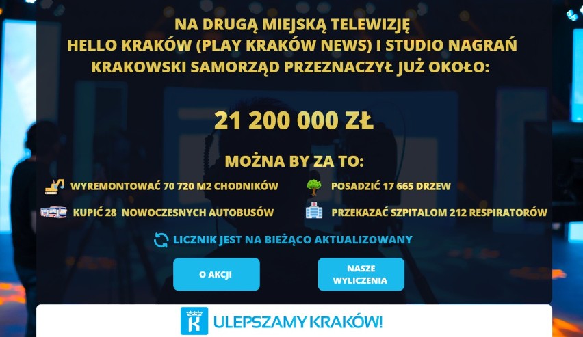 Ponad 21 mln zł na miejską telewizję i studio nagrań. Co za to można byłoby zrobić dla Krakowa?