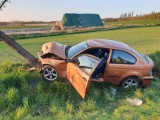 Wypadek na drodze krajowej Nysa – Opole w Malerzowicach. Samochód wjechał w drzewo