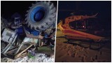 Ciągnik rolniczy wywrócił się w Odrzechowej. Lądował śmigłowiec LPR, ranna została jedna osoba [ZDJĘCIA]