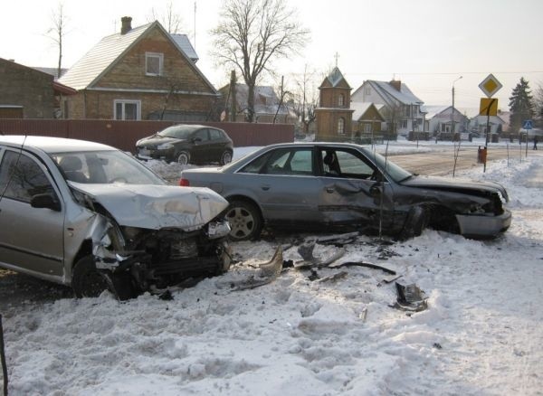 Obydwa samochody zderzyły się na ulicy Grodzieńskiej