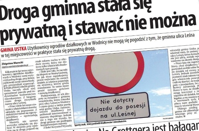 W czwartek w "Głosie": Droga gminna stała się prywatną i stawać nie można.