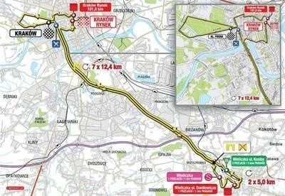 Tą trasą pojadą kolarze podczas ostatniego - krakowskiego - odcinka 69. wyścigu Tour de Pologne MATERIAŁY ORGANIZATORA