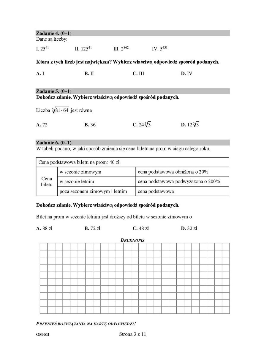 Egzamin gimnazjalny 2016. Matematyka [ODPOWIEDZI, ARKUSZ...