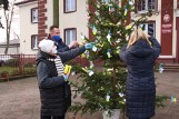 Przed budynkiem Starostwa Powiatowego w Jędrzejowie stanęła... "Bezpieczna Choinka". Starosta i wicestarosta ubrali drzewko w odblaski