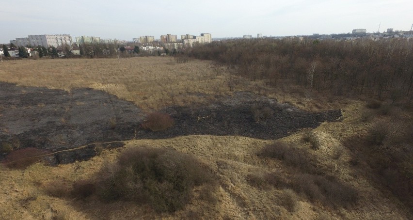 Pożar traw na górkach czechowskich w Lublinie