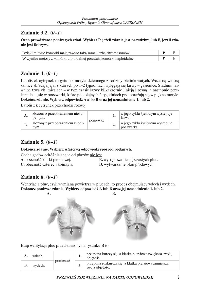 Próbny egzamin gimnazjalny 2018 OPERON: część przyrodnicza